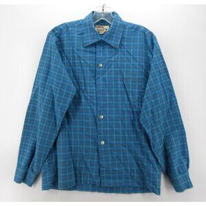 VINTAGE Cranbrook Shirt Small Loop Collar 70s Plaid Button Up Camp *